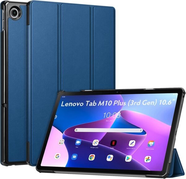 FINTIE Coque pour Lenovo M10 Plus 3rd Gen 10.6 Pouces 2022 (TB125 / TB128) - Étui Fin et Rigide Housse Pliable Légère, Protection pour Lenovo Tab M10 Plus 3ème Génération, Bleu Marine
