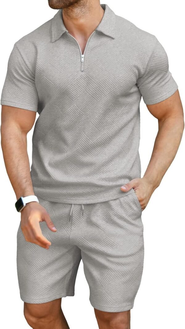 KUYIGO Men's Polo Shirt and Shorts 2-Piece Set Summer Fashion Casual Sweat Suits M-3XL – Image 2