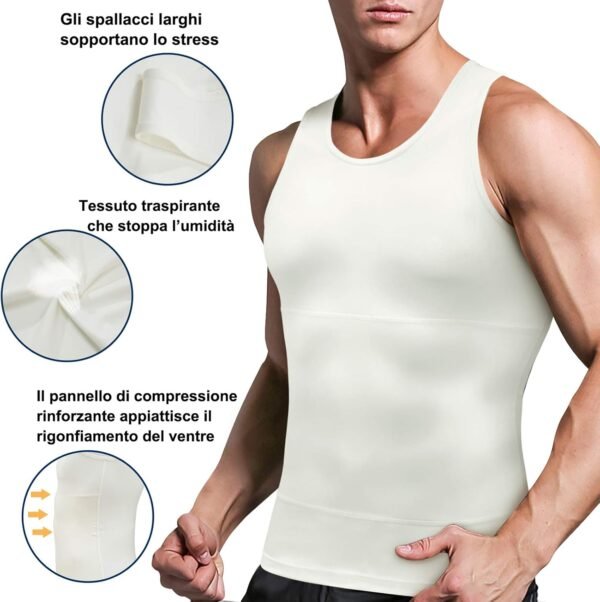 CHUMIAN Débardeur de Compression Homme Débardeur Gainant Homme Maillot de Corps Gaine Ventre Plat Gainant Minceur sous-vêtements sans Couture – Image 2
