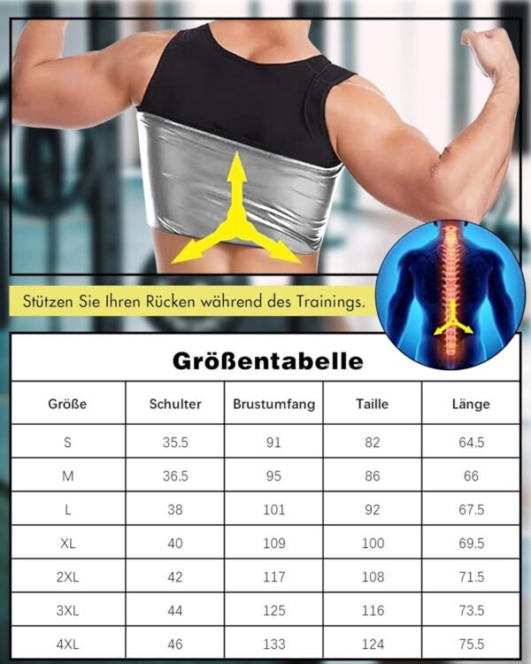Gilet amincissant pour homme - T-shirt de sauna - Pour le sport, la gym, le sport - Débardeur de compression - Sans manches – Image 5