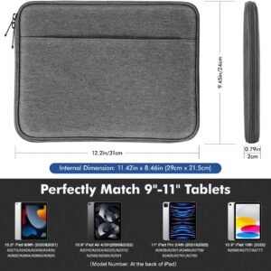 Alternative view of MoKo Housse Tablette 9-11 Pouces Compatible avec Pad Air M2 2024, iPad Pro 11 M4 2024, iPad Air 5/4/3/2/1, iPad 10/9/8/7 Gén 10,2, Galaxy Tab S9 11" 2023, Sacoche avec Multi-Fentes, Gris Clair