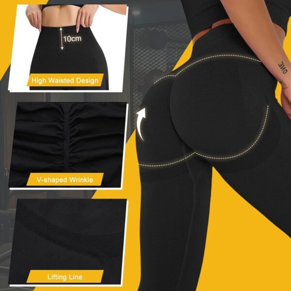 Zilams Legging de Sport de Compression Femme Taille Haute Scrunch Butt Leggings Push Up Fitness Pantalon de Sport Yoga Opaque sans Couture Slim Fit – Image 2