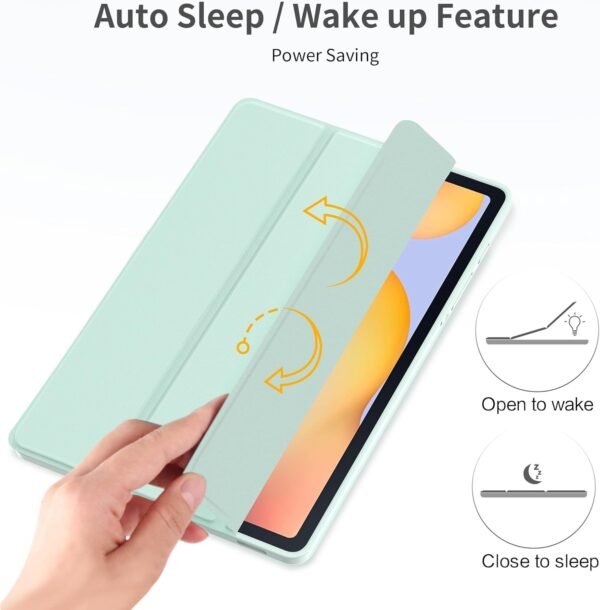 EasyAcc Étui pour Samsung Galaxy Tab S6 Lite 10,4 Pouces 2024/2022/2020 avec Verre Trempé - Ultra Mince vec Couvercle Léger Étui en Cuir PU pour Tablettes (l'herbe Verte) – Image 6