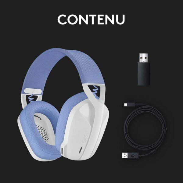 Logitech G435 LIGHTSPEED & Bluetooth sans Fil Casque Gamer, léger circum-auriculaire, Micro intégré, Batterie de 18h, Compatible avec Dolby Atmos, PC, PS4, PS5, Mobile, Nintendo Switch - Blanc – Image 10