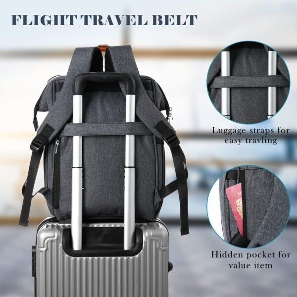 Sac à Dos Femme,Sac à Dos Ordinateur Portable 17,3 Pouces Avec Port de Chargement USB et Poche RFID Pour Collège,école,Travail,Voyage (Gris foncé 17in) – Image 7