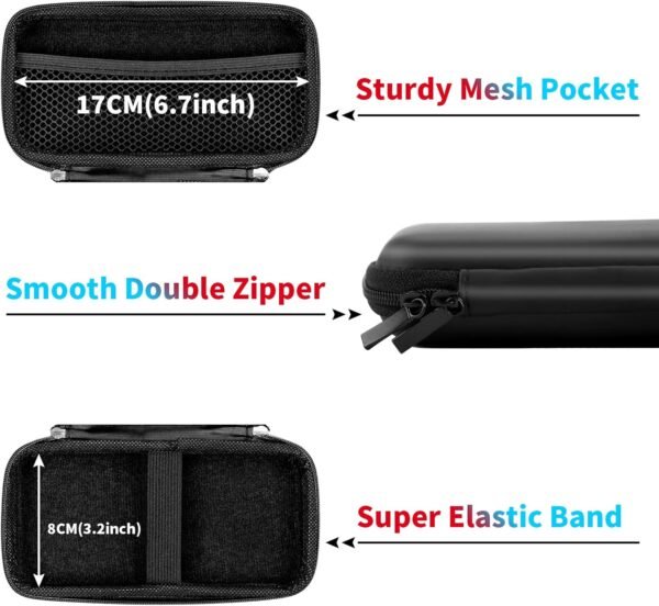 ACOCOBUY Organisateur Accessoires Électroniques, Etui pour Disque Dur Externe 2,5" Pochette Voyage Portable Résistant Aux Chocs Étui de Transport Organiseur de EVA Sac de Power Bank Étui Sac Noir – Image 4