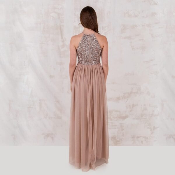 Maya Deluxe Green Lily Embellished Halter Neck Maxi Dress Robe de Demoiselle d'honneur Femme – Image 6