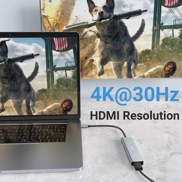 Adaptateur USB C Hub HDMI, Adaptateur USB C 6 en 1 avec HDMI 4K, 1 Port USB 3.0 et 3 Ports USB 2.0, Alimentation 100 W Compatible avec Windows 10/8, Mac OS 10.5 ou supérieur, Linux et Plus Encore. – Image 5