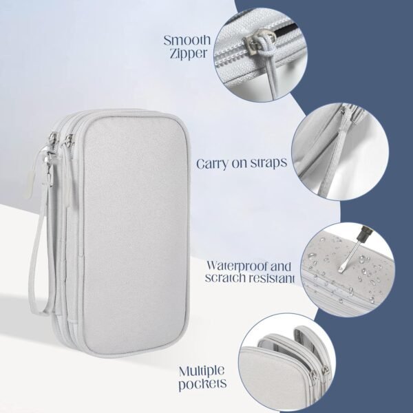 JENCVNL Sac de Rangement Câble, Organisateur Accessoires Électronique, Pochette Câble de Voyage, Organisateur Accessoires de Voyage Coque pour Disque Dur Externe (Marine, S (19 * 11 * 6.5cm)) – Image 4