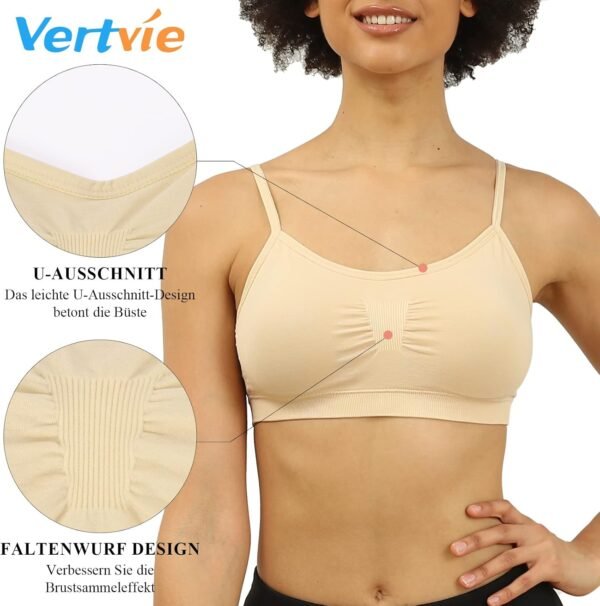 Vertvie Femme Soutien-Gorge de Sport Dentelle sans Armature Sexy Brassière Rembourré Push Up Lingerie Lace Bra Tank Top Bustier Confortable – Image 5