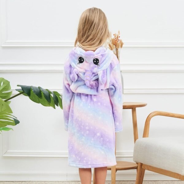 Peignoir Licorne pour Filles Robes de Chambre en Molleton Doux avec Capuche – Image 4