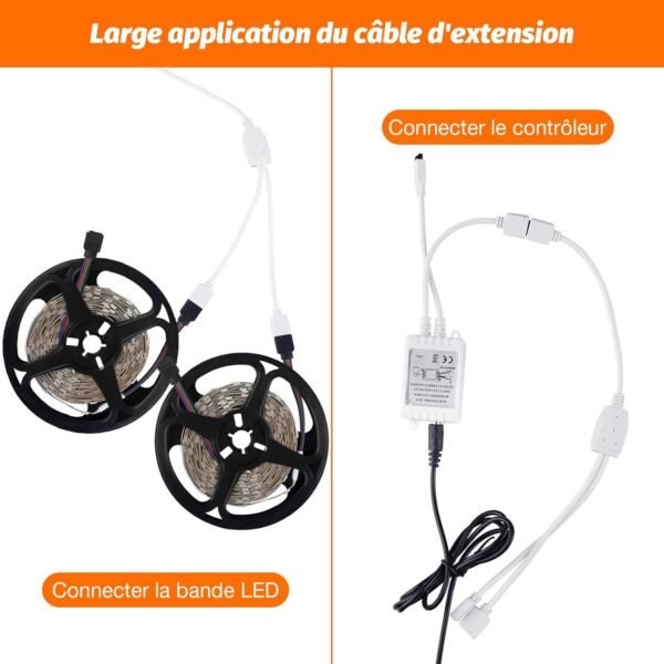 REDTRON Kit de connecteurs pour ruban LED, 2pcs Séparateur de Bande LED 4 Broches 1 à 2 Câble Diviseur Connecteur à 4 Broches pour ruban LED RVB 5050 3528 2835 Accessoires de DIY – Image 3