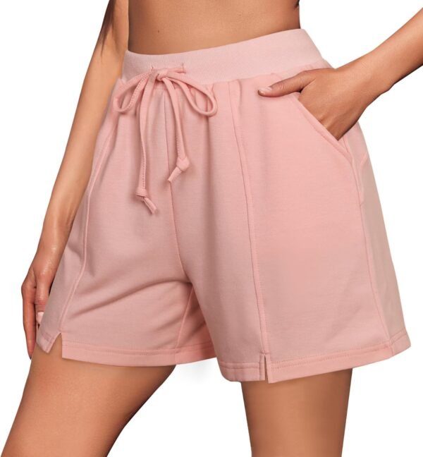 Litherday Short Femme en Coton Pantalon Court Sport Bermuda avec Poches pour Jogging Course Fitness d’Été Doux et Respirant
