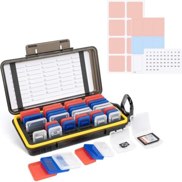 étui pour carte mémoire, Pour 24 SD + 18 Micro SD (avec boîte), Compacte