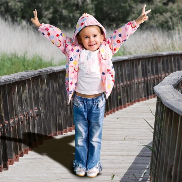 Bluesaly Veste d'extérieur à capuche pour filles - Coupe-vent - Manches longues - Protection solaire - Anti-buée - Vêtements pour bébé fille - Fermeture éclair - Léger et doux - Âge : 1 à 7 ans – Image 2