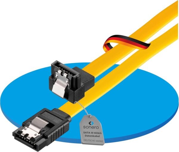 sonero® jeu de câbles de données SATA III 6Gb/s, 2x 0,50m, coudé + 2x 0,50m, jaune