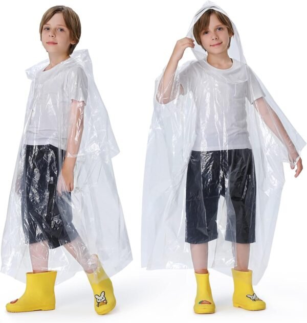 Newbyinn Poncho Pluie Imperméable, 6 Pièces adulte, 4 Pièces enfant, cape de pluie capuche femme homme velo randonnée camping festival
