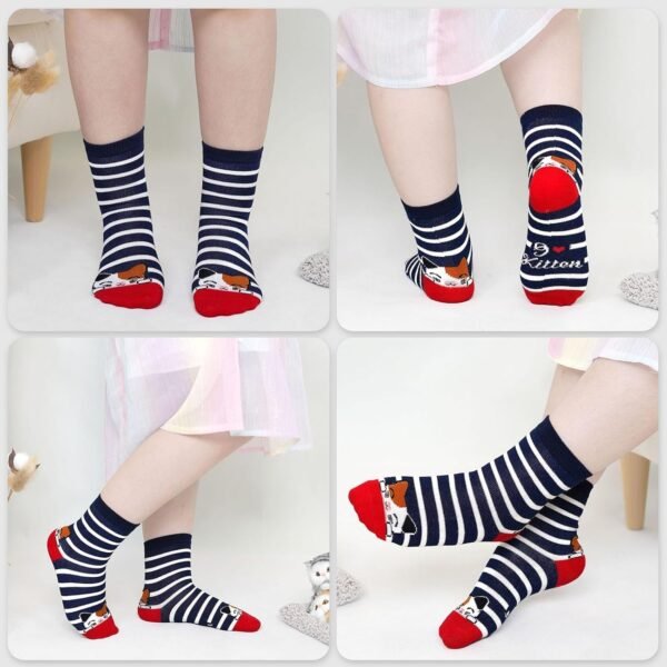 ZFSOCK Chaussettes Fantaisie Filles Enfant: Socquettes en Coton Chat Animal Motif Drôles Rigolotes Mignon Sans Couture 2-11 Ans 5 Paire – Image 2