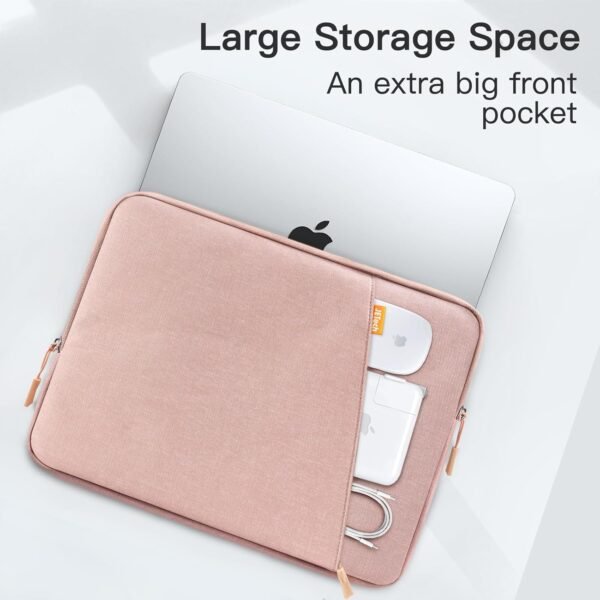 JETech Housse Ordinateur Portable pour 14 Pouces MacBook Air/Pro, MacBook Pro M4 / M3 / M2 / M1 2021-2024, Étui Sacoche Étanche avec Poche Portable, Compatible avec 14 Pouces Carnet (Or Rose) – Image 3