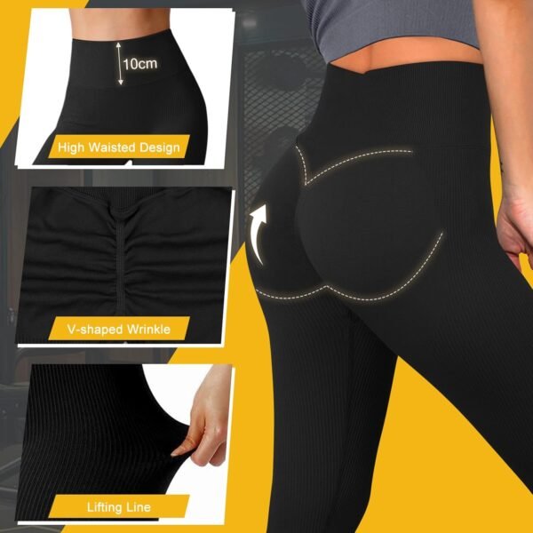 Zilams Legging de Sport de Compression Femme Taille Haute Scrunch Butt Leggings Push Up Fitness Pantalon de Sport Yoga Opaque sans Couture Slim Fit – Image 2