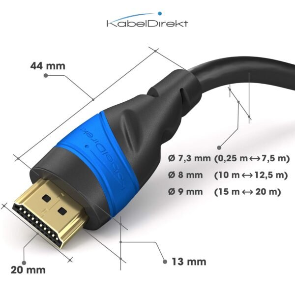 KabelDirekt – Câble HDMI 8K / 4K – 2x 5m et autres longueurs (0,15m à 22,5m) – Câble HDMI conçu en Allemagne – 10K/8K@60Hz/4K@120Hz – HDMI Câble pour TV HD, PC, PS5, Xbox, Switch – Image 5