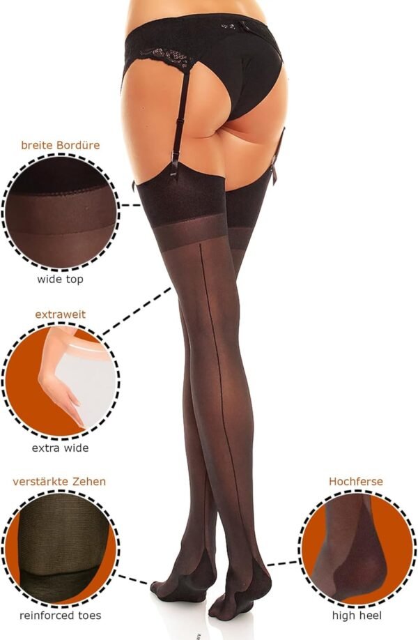 GLAMORY Delight elight 20 Bas jarretière avec Couture (Lot de 2) Femme – Image 3