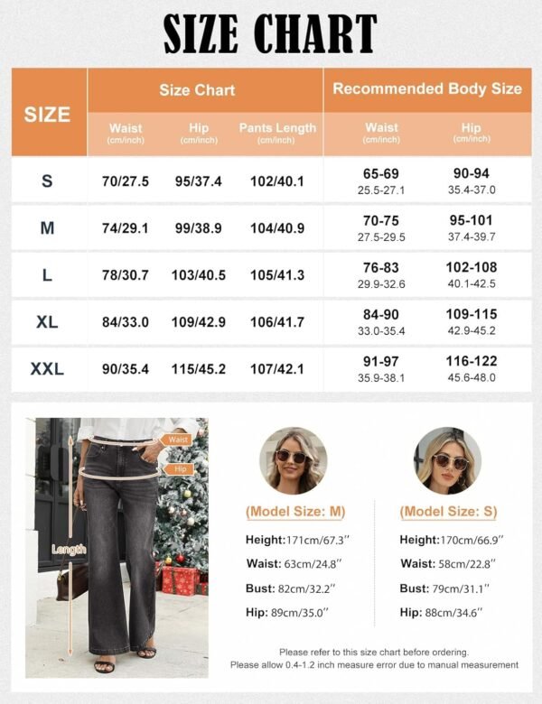 heekpek Jeans Femme Taille Haute Elastique Flare Jean Large Pantalon Femme Chic et Elegant avec Poches – Image 6
