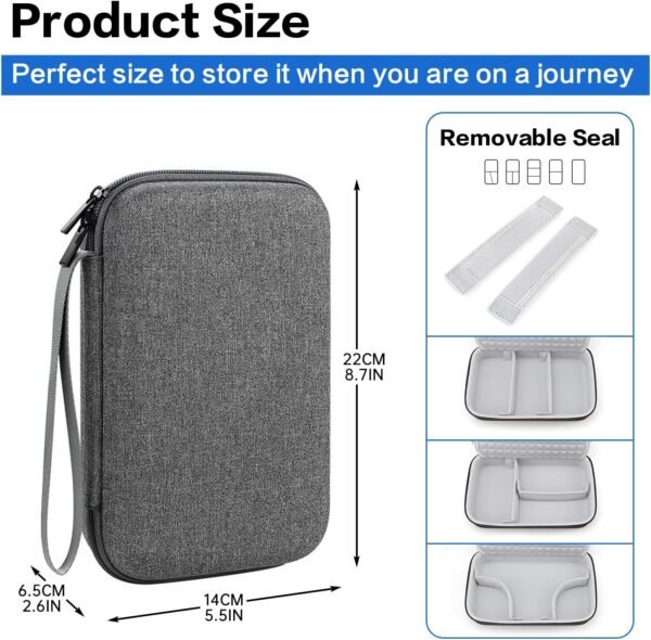 Teskyer Sac Rangement Cable Voyage - Coque Rigide, Imperméable, Meilleure Protection, Grande Capacité, Portable, Voyage Accessoires, 14 x 22 x 6,5 cm, Gris – Image 6
