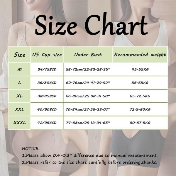 RLEHJN Lot De 3 Soutiens-Gorge De Sport Femme sans Armatures Brassière Femme Sexy Push Up Anti-Affaissement Soutiens-Gorge Dos Nu Bretelles Réglables Doux Et Respirant Brassière De Tous Les Jours – Image 2