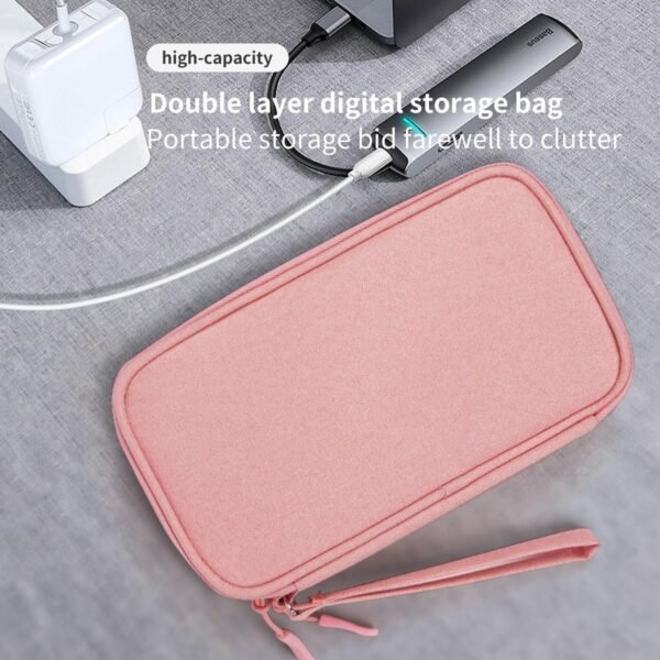 Sac de Rangement Câble, Portable Organisateur Accessoires Électronique, Pochette Câble de Voyage,Sac de Cable Organizer Portable, Tech Pouch de USB Câbles, Carte SD Rose – Image 3