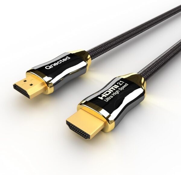 Qnected Câble HDMI 2.1 1m (1 mètre) | Gen 2 Certifié | Ultra Haute Vitesse | 4K 120Hz & 144Hz, 8K 60Hz Ultra HD | 48 Gbps | eARC | Compatible PS5, Xbox Series X & S, Moniteur | Noir Charbon – Image 3