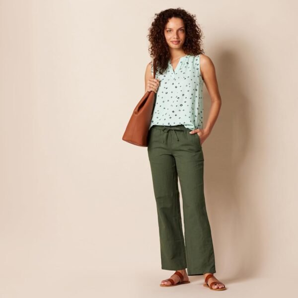 Amazon Essentials Pantalon Large En Lin Mélangé Avec Cordon De Serrage Et Coupe Décontractée (Disponible En Grande Taille) Femme – Image 5