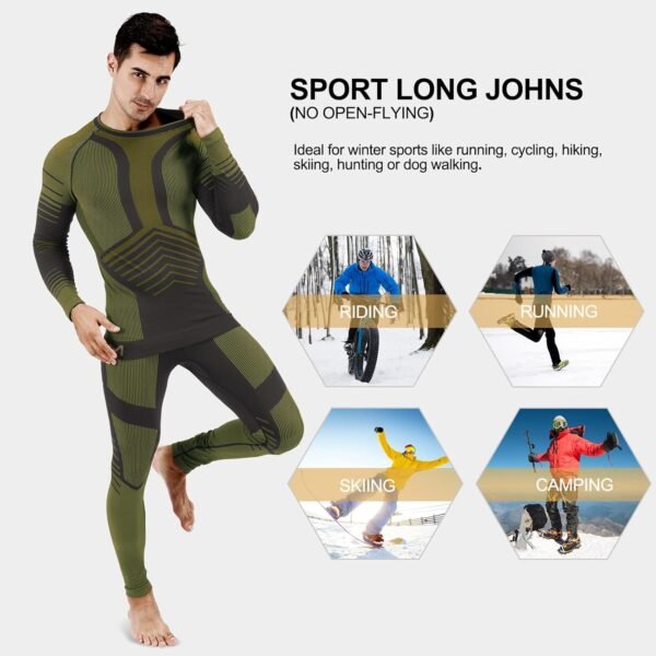 MEETYOO sous Vetement Thermiques Homme, Manche Longue Tee Shirt Thermiques Legging Sport Base Layer sous-Vêtements Ski pour Running Randonnée – Image 5