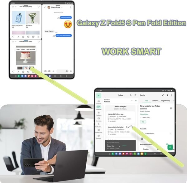 Samsung Galaxy Z Fold5 Stylo Fin S Pen - Édition Slim pour Z Fold 5G avec Embouts Gratuits - Jaune – Image 5