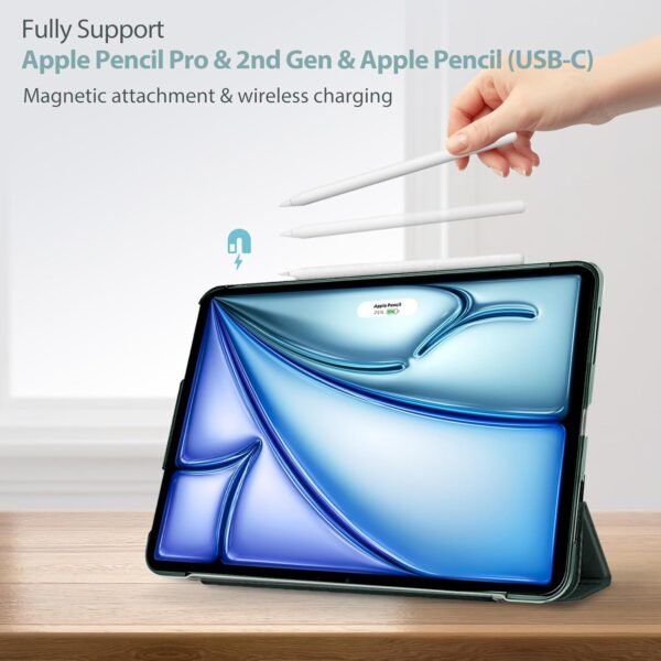 ProCase Coque pour iPad Air 11 Pouces (M3) 2025/(M2) 2024, Air 5ème 2022/4ème 2020 10.9 Pouces, Étui de Protection Anti-Chute, Rabat Magnétique Stable -Vert Nuit – Image 3
