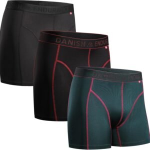 DANISH ENDURANCE Boxer Homme Sport Respirant et Doux, Anti-Frottement, avec Jambe Normale ou Longue, Lot de 3 - Boxer Homme Coton, Caleçon Homme