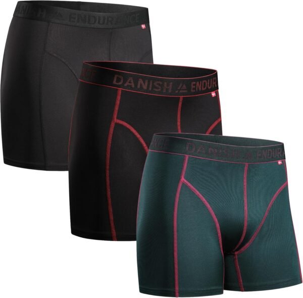 DANISH ENDURANCE Boxer Homme Sport Respirant et Doux, Anti-Frottement, avec Jambe Normale ou Longue, Lot de 3 - Boxer Homme Coton, Caleçon Homme