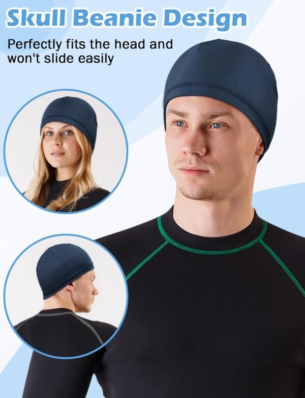 MELLIEX 3 Pièces Bonnets de Cyclisme sous Casque, Bonnet de Sport Respirant en Soie Glacée Été, Multifonctionnelle Skull Cap pour Hommes et Femmes – Image 4