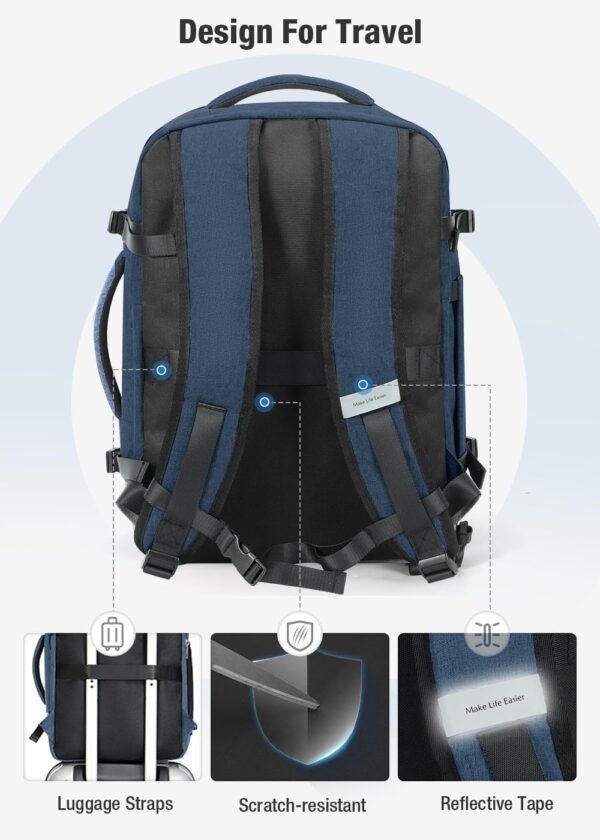 Lekespring Sac à Dos Voyage Cabine Ryanair 40x20x25, Sac à Dos Ordinateur Portable 14 Pouces pour Homme Femme avec 6 Sacs d'Organisation – Image 6