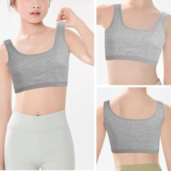 Lancry Lot de 4 soutiens-gorge pour filles, en coton doux pour filles de 7 à 12 ans, soutien-gorge d'entraînement sans fil non rembourré pour filles, enfants, adolescentes – Image 3