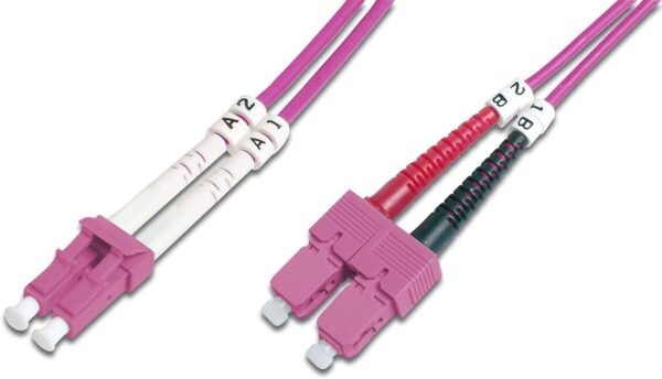 DIGITUS DK-2532-10-4 - Câble à fibre optique OM4 - 10 m - LC à SC - câble à fibre optique duplex - 1/10/40/100 Gbit/s - câble LAN à fibre optique multimode MM - Type de fibre : 50/125 µ - Violet