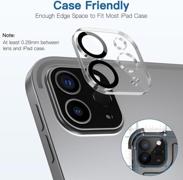 Giftorld [3 paquets protecteur d'objectif d'appareil photo pour iPad Pro 11"/12.9"(2018/2020/2021/2022),verre trempé 9h,résistant aux rayures,sans bulles,Définition HD,Installation Facile – Image 6