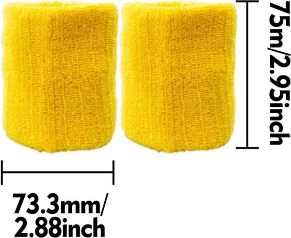 Lot de 2 bandeaux de sport en coton jaune pour homme et femme, idéal pour le tennis, le basket-ball, la course, la gym, l'entraînement à la vieille école – Image 7