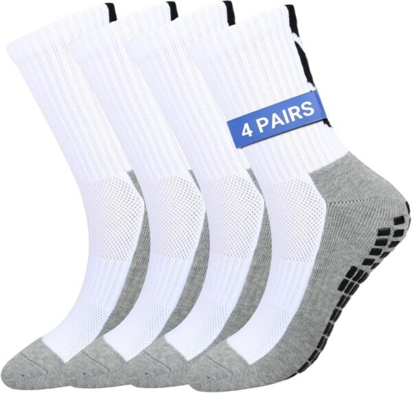 4 Paires Chaussette Antidérapante Foot pour hommes femme Respirantes Antidérapantes Chaussette Grip Football Chaussettes de Sports Basketball Trekking Handball Yoga Aptitude