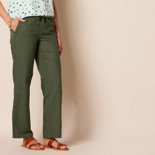 Amazon Essentials Pantalon Large En Lin Mélangé Avec Cordon De Serrage Et Coupe Décontractée (Disponible En Grande Taille) Femme – Image 2