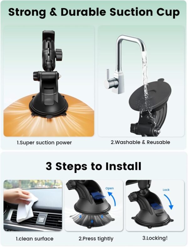 OHLPRO Support Tablette Voiture, Fixation Ventouse Puissante pour Tableau de Bord & Pare-Brise, Compatible avec Tablettes 7 à 11 Pouces, iPad Pro/Mini/Air, pour Camion SUV et Van – Image 6