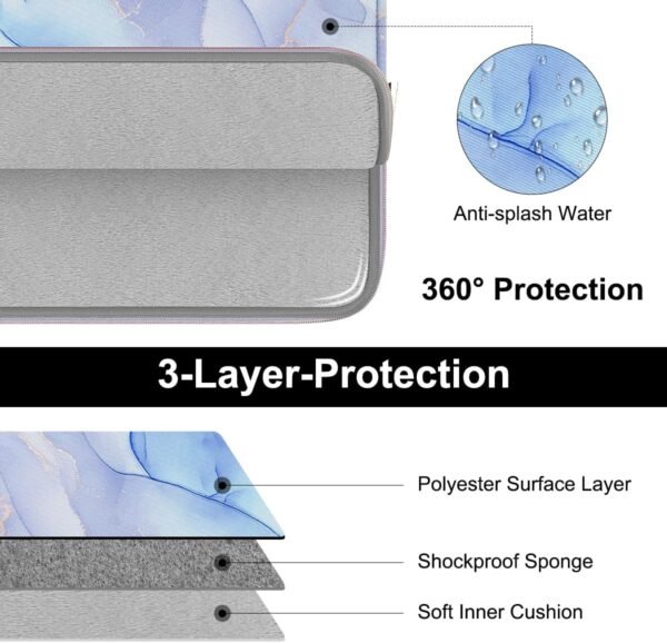 ARVOK 13 13.3 Housse pour Ordinateur Portable 14 Pouces pour MacBook Air/Pro13 MacBook Pro 14 Ordinateur Portable/Tablette résistant à l'eau Housse pour HP/Dell/Lenovo/ASUS/Acer/Samsung avec Pochette – Image 5