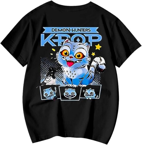 T Shirt Fille Garçon Kpop D-Demon H-Hunters Huntrix Huntr/X Tigre Tee Shirt à Manche Courte Col Rond Graphique Décontracté Comfortable T-Shirt pour Enfants 2025