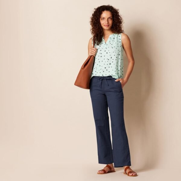 Amazon Essentials Pantalon Large En Lin Mélangé Avec Cordon De Serrage Et Coupe Décontractée (Disponible En Grande Taille) Femme – Image 5