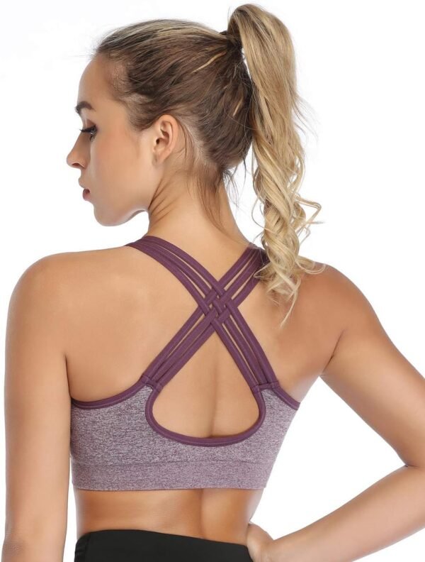 ANGOOL Femme Soutien Gorge de Sport Coussinets Amovibles Brassière Dos croisé Yoga Bustier sans Armature – Image 4